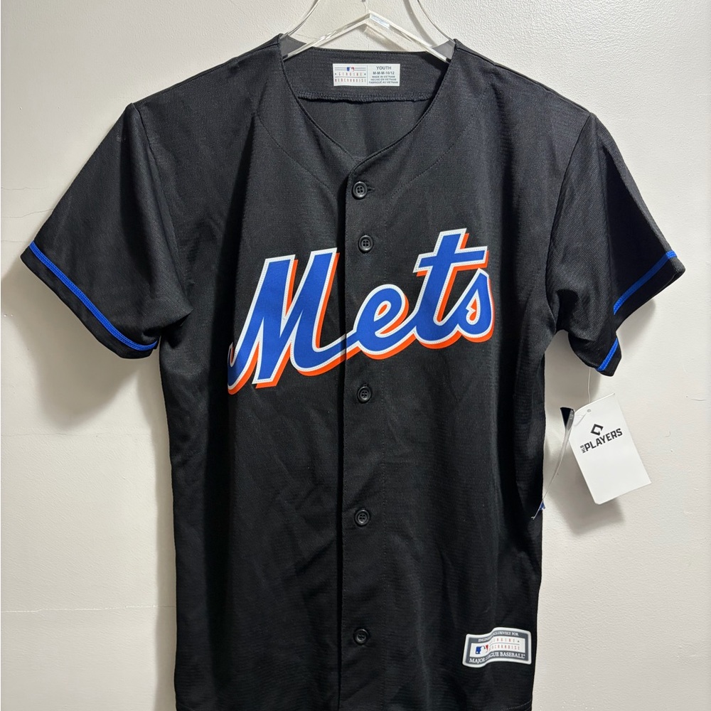 Majestic Black Mets Jersey with Blue Accents